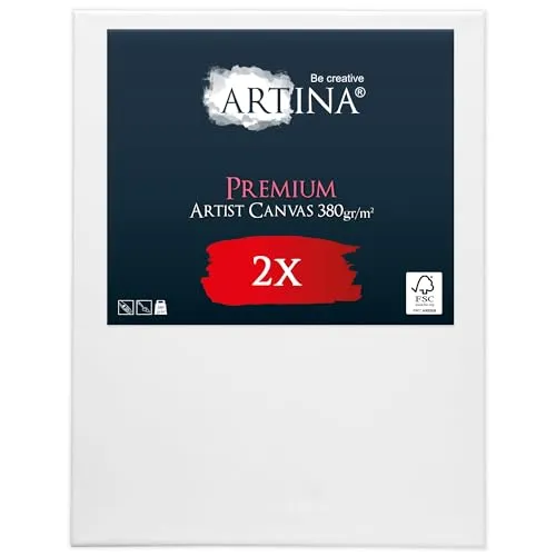 Keilrahmen Leinwand zum Bemalen 30x40 cm – Artina Premium 2er Set FSC® bespannte Keilrahmen Leinwände zum malen für Acrylfarben Canvas 100% Baumwolle – Acryl Leinwand Rahmen
