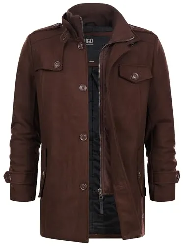 Indicode Herren Brandon Kurzmantel mit Stehkragen - Funktionsjacken, leicht wattiert mit elastischem Stehkragen und stylischen Metallapplikationen für einen modernen Look.