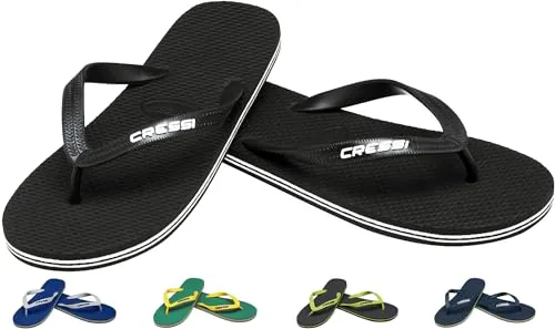 Cressi Beach Flip Flops Black, 35/36 EU - Zehenstegsandale für Strand und Pool, Schwarz, 35/36 EU