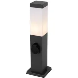 QAZQA Malios - Moderne Steh-Außenleuchte 45 cm - Standleuchten Außen, stilvolle dunkelgraue Leuchte aus Stahl mit IP44 Schutz, ideal für geschützte Außenbereiche. Dimmbar für individuelle Lichtatmosphäre.