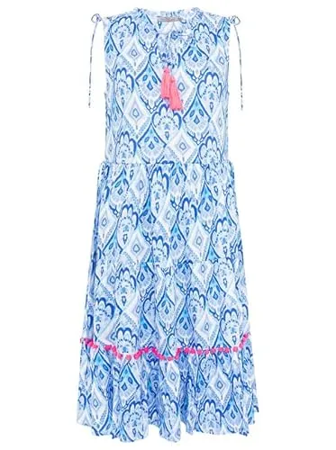 Zwillingsherz Kleid Sommerkleid Damen leicht und luftig Strandkleid Damen Sommer, Tunikakleid Damen, Hemdblusenkleid, Blusenkleid Tunika Kleid Ibiza Style Größe S/M