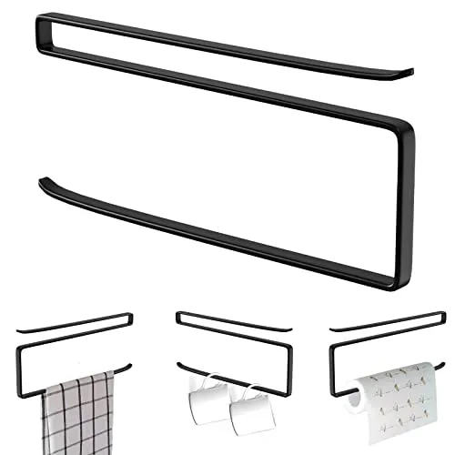 Jizxol Küchenrollenhalter Ohne Bohren, Küchenrollenhalter, Küchenrollenhalter zur Befestigung, Schrank, Papierrollenhalter, Serviettenspender, Aufbewahrung für Küche, Badezimmer. (Schwarz)