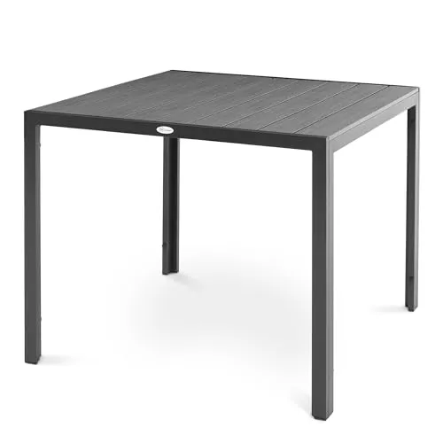 di volio Gartentisch Pesaro - mit Verstellbarer Beinhöhe, 90x90 cm, Gartentisch - wetterfest & langlebig, aus Polywood und Aluminium (Grau)