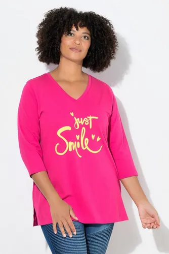Angel of Style Damen Plus Size T-Shirt hibiskuspink - Bequemes T-Shirt in großen Größen mit weichem Jersey und modischem Schriftzug. Ideal für den lässigen Alltag mit 3/4-Ärmeln.