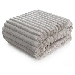 Kuschelige Decke mit Streifenmuster - Soft und Flauschig (Beige, 200 x 220 cm) - Bettdecken für wohlige Wärme: Diese weiche Mikrofaser-Decke mit gestepptem Design sorgt für Gemütlichkeit an kalten Abenden und lässt sich leicht in der Maschine waschen.