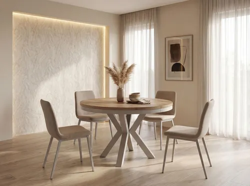 WFL Group Esstisch, Rund, 120 cm - Moderner Esstisch aus Eiche, ausziehbar für 6-10 Personen, ideal für Dinnerpartys. Nachhaltig in der EU produziert mit kratzfester Oberfläche.