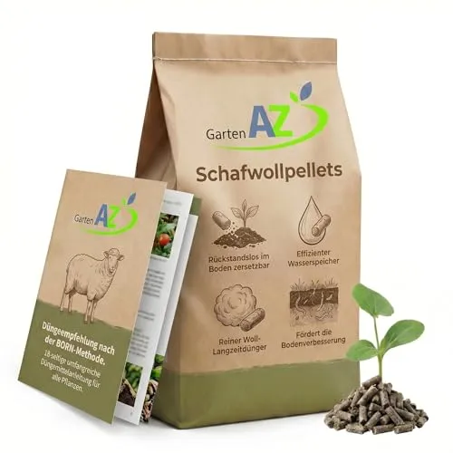 GartenAZ Universaldünger Schafwollpellets 4kg – Natürlicher Langzeitdünger - Nachhaltiger Universaldünger aus 100% Schafwolle für gesunde Pflanzen. Verbessert die Bodenstruktur, speichert Feuchtigkeit und versorgt über Monate mit Nährstoffen – ideal für Garten und Balkon.
