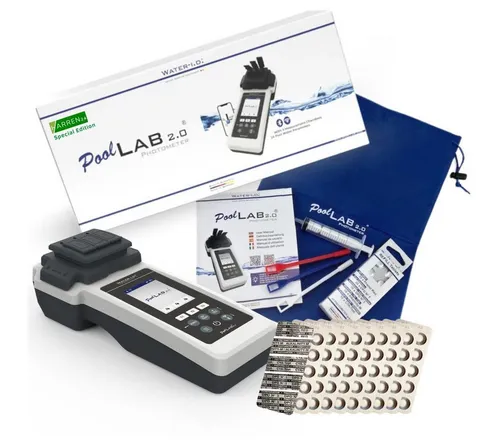 harren24 Pool-Wassertest PoolLAB 2.0 - Elektronischer Wassertester mit 170 Testtabletten - Professionelle Poolpflege: Der PoolLAB 2.0 misst bis zu 24 Wasserparameter und bietet ein umfangreiches Starterset mit 170 Testtabletten für präzise Wasseranalysen.