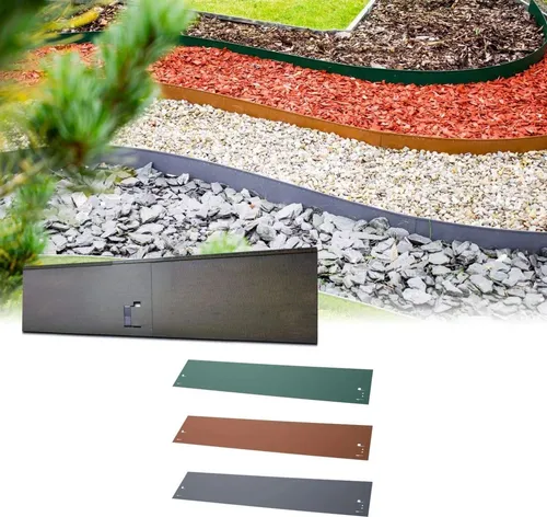 Rasenkanten Metall 120 cm – Perfekte Beetumrandung in Grau - Gestalten Sie Ihren Garten mit unseren langlebigen Rasenkanten aus Metall. Ideal zur Beeteinfassung, einfach zu verlegen und stabil. Höhe 13,5-18,5 cm, 5 Stück für eine klare Abgrenzung von Rasen und Beeten.
