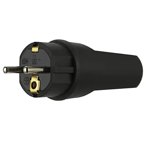 REV 0512090555 Schutzkontaktstecker Gummi 250V Schwarz IP44