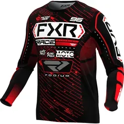 FXR Podium 2025 Motocross Jersey, schwarz-weiß-rot, Größe XL für Männer - Leichtes Motocross Jersey aus atmungsaktivem Polyester- und Spandex-Material für optimalen Tragekomfort. Slim Fit Design und geformter Kragen sorgen für eine perfekte Passform und Bewegungsfreiheit.
