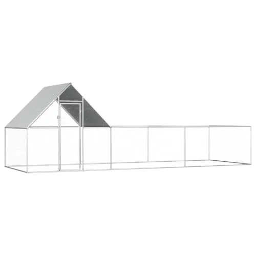 vidaXL Hühnerstall 6x2x2m aus verzinktem Stahl - Geräumiger Geflügelstall mit wasserdichtem Dach und abschließbarer Tür, ideal für Ihr Geflügel und perfekt für den Garten.