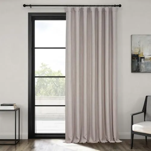HPD Half Price Drapes Verdunkelungsvorhänge aus Leinenimitat, 244 cm lang, extrabreit, luxuriöse Leinenvorhänge für Schlafzimmer und Wohnzimmer (1 Paneel), 254 x 244 cm, Ton