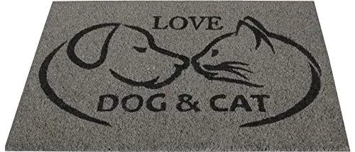 Bestlivings Fußmatte Kokos Schuhabtreter 40x60cm in grau (Hund & Katze), Fußabtreter Schmutzfangmatte Türmatte Bodenmatte Läufer Teppich Türvorleger Abtreter