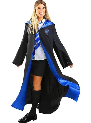 Funidelia Harry Potter Ravenclaw Umhang – Authentisches Zauberer-Kostüm - Bodenlanger Umhang aus hochwertigem Satinstoff mit blauer Innenseite und spitz zulaufender Kapuze. Ideal für Zauberschüler des Hauses Ravenclaw. Perfekt für Karneval und Kostümpartys.
