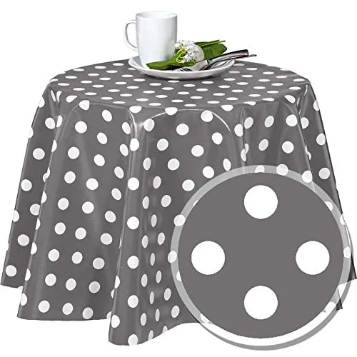 Melody Wachstuch grau 100 x 140 cm eckig Punkte grau #1150-20