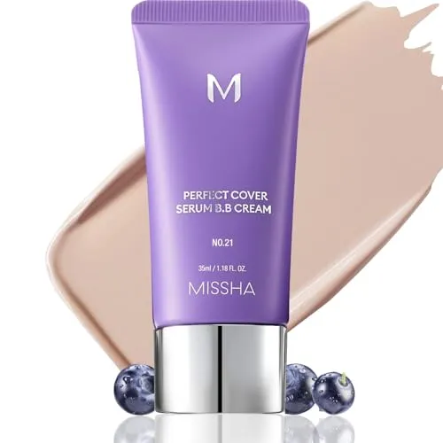 MISSHA M PERFECT COVER SERUM BB CREAM No.21 Light Beige Hautpflege, Feuchtigkeitsspendende Farbe, Superfood-Komplex, modulare Abdeckung, Kristallhaut, ohne p