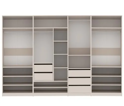Marmex Möbel Mehrzweckschrank TRES SET Z – Begehbarer Kleiderschrank mit 4 Stangen & 5 Schubladen - Der TRES SET Z bietet viel Stauraum für Kleidung und Schuhe. Mit 4 Kleiderstangen und 5 praktischen Schubladen ist er die perfekte Lösung für Ordnung und Übersichtlichkeit im Schlafzimmer.