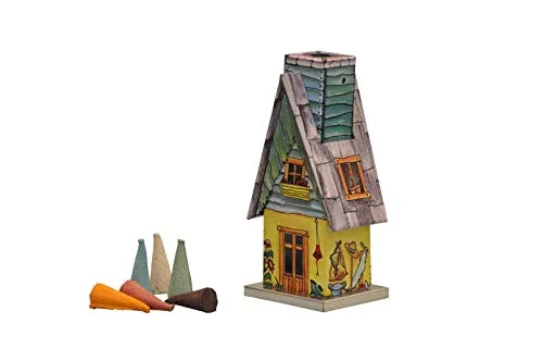 KNOX Räucherhütte aus Metall - Motiv: Gartenhütte - für Räucherkerzen der Größe M