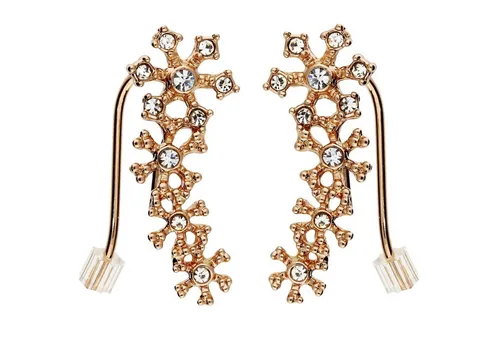 LÖB Ohrklemme Ohrklemme 750 Roségold vergoldet Zirkonia Ohrkletterer Ohrringe Blumen (Geschenke für Frauen Beste Freundin Mutter Mama Damen zum Geburtstag Weihnachten Weihnachtsgeschenke, Inkl. Schmuckbox), Ohrstecker Ohrmanschette Bogen Strass Glitzer Steine Bluten Modern