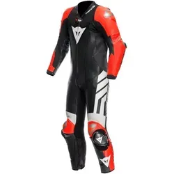 Dainese Mugello 3 D-Air perforierte 1-Teiler Motorrad Lederkombi, schwarz-weiss-rot, Größe 62 für Männer