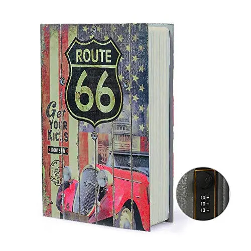 Ablagebuch safe Aufbewahrungsbox Wörterbuch geheime Dose mit Sicherheit Zahlenschloss/Schlüssel Umleitungsbuch versteckter Safe (Passwortsperre, Route 66)