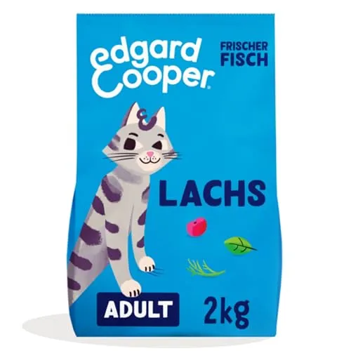 Edgard & Cooper Katzenfutter - Trockenfutter mit Lachs (2kg) - Getreidefreies Trockenfutter für Katzen, reich an frischem Lachs und natürlichen Zutaten. Unterstützt gesunde Verdauung und ein glänzendes Fell, ideal für aktive und sterilisierte Katzen.