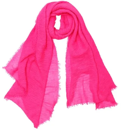 dy_mode Damen Schal in Unifarben Halstuch Schultertuch Weicher Stoff Leicht Durchsichtig - S206 (S206-NeonPink)