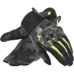 Dainese Mig 3 Unisex Motorradhandschuhe, schwarz-grau-gelb - Hochwertige Motorradhandschuhe aus Leder mit Knöchelprotektoren und atmungsaktiven Netzeinsätzen für optimalen Komfort und Sicherheit.