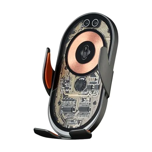 QUALO Auto Halterung für Handy, Für iPhone, Lüftungsgittermontage, Mit induktiver Aufladung, Magnetisch, 15W, Transparenz, QTUS-K-15-18