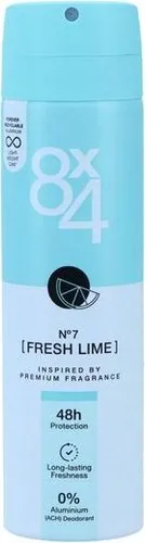 8X4 N°7 Fresh Lime Deodorant Spray 150ml - Deodorants mit erfrischenden Zitrusnoten für 48 Stunden zuverlässigen Schutz, perfekt für aktive Trendsetter und Frühaufsteher.