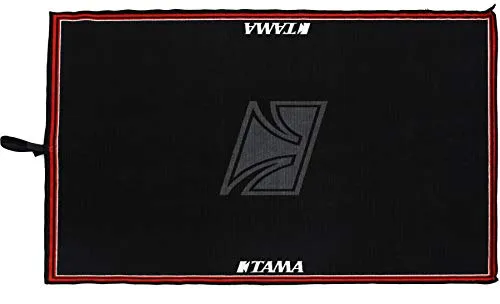 Tama TDRS-TL Drum Rug Schwarz - Zubehör für Schlaginstrumente, rutschfester Teppich für Stabilität bei Auftritten, ideal für kompakte Drum Setups, Maße: 168 x 133 cm, mit großem Tama Logo.