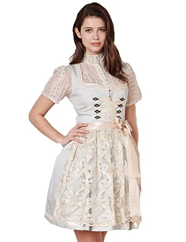 Krüger Dirndl Mini Dirndl Dalina 412465-050-81 in Hellblau - Elegantes Mini Dirndl mit Paisley-Muster, ideal für festliche Anlässe. Die Kombination aus 100% Polyester sorgt für einen angenehmen Tragekomfort und eine perfekte Passform.