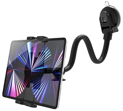 Oilcan Schwanenhals Tablet Autohalterung, Armaturenbrett Windschutzscheibe LKW iPad Halterung Flexibler [Langem Arm 34cm], Saugnapf Auto Halter für iPad Pro Air Mini, Galaxy, Handys, 4-12,9