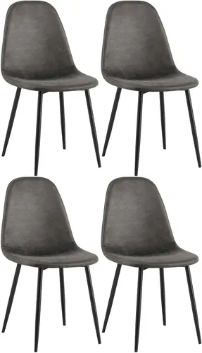 4er Set Esszimmerstühle Napier Kunstleder schwarz