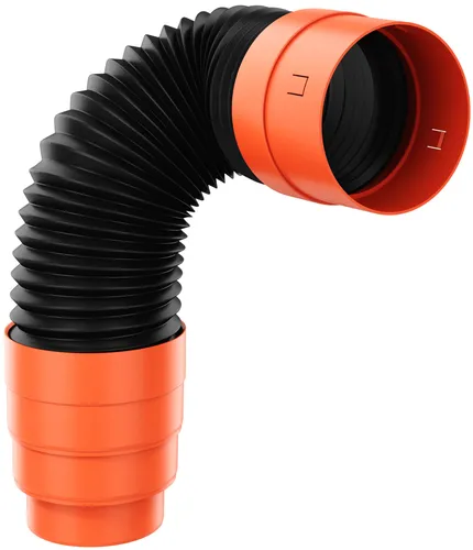 Flexibles Anschlussrohr DN125 mit Reduzierstück Ø75-125mm - Dachziegel & Dachpfannen, 60cm langes Anschlussrohr aus UV-beständigem Polypropylen, ideal für wetterfeste Anwendungen.