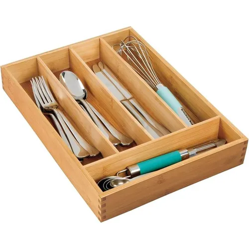 Besteckkasten Schubladeneinsatz mDesign Organizer Küche Besteck Tablett Bambus