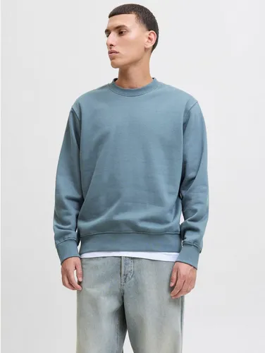 JACK & JONES Einfarbiges Sweatshirt für Herren - Bequemer Wide Fit Langarm-Sweater aus 70% Baumwolle und 30% Polyester, ideal für lässige Outfits.