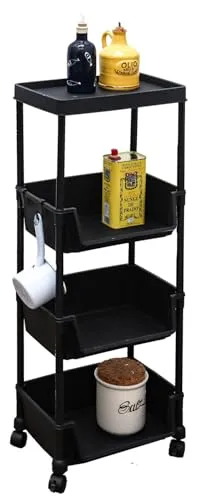 MAKLIK Rollwagen mit 3 Körben - Flexibler Küchen Aufbewahrungswagen - Praktischer Allzweckwagen mit nur 35x24 cm Stellfläche, ideal für Bad und Küche. Große Körbe bieten XL-Stauraum und sind leicht zu reinigen.