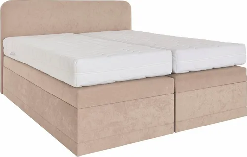 Beige Boxspringbett 145cm von WESTFALIA SCHLAFKOMFORT - Polsterbett aus Microvelours oder Kunstleder, wahlweise mit praktischem Bettkasten für zusätzlichen Stauraum und optimalen Schlafkomfort.