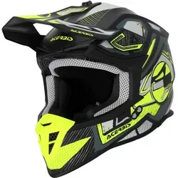 Acerbis Linear Motocrosshelm - Matt Schwarz/Neon-Gelb/Grau - XS - Robuster Off Road Helm mit thermoplastischer Außenschale, hypoallergenem Innenmaterial und Doppel-Ringbandverschluss. Ideal für Sicherheit und Komfort beim Fahrvergnügen.