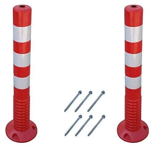 SNS SAFETY LTD Verstärkte Kunststoffpfosten 75 cm, mit Reflektierenden, für die Verkehrssicherheit, aus Flexiblen Polyurethan, Rot (2 Stück)