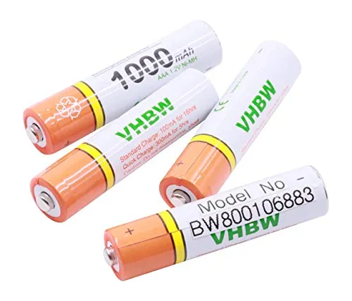 vhbw 4 x AAA, Micro, R3, HR03 Akku 1000mAh kompatibel mit Siemens Gigaset CL750, CL750A Go, CL750HX, C430, C430A Go, C430HX.