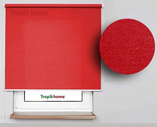 KS Handel 24 FENSTERROLLO 115 cm BREITE 175 cm LANG ROT VERDUNKLUNG 50% SICHTSCHUTZROLLO INKL. SEILZUG Fenster Rollo KLEMMROLLO 115x175