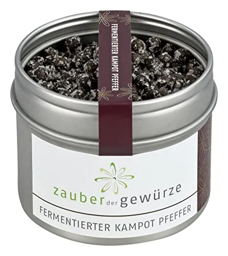 Zauber der Gewürze Fermentierter Kampot Pfeffer, fermentierter Pfeffer mit Meersalz aus Kampot, Premium-Qualität mit intensivem Aroma für Steak, Gemüse und Fisch, 60 g