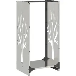 vidaXL Brennholzregal 40x30x80 cm Edelstahl - Aschesauger: Robustes Kaminholzregal aus korrosionsbeständigem Edelstahl, ideal für die trockene und übersichtliche Aufbewahrung von Brennholz.