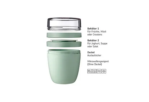 Mepal Lunchbox Set Ellipse Lunchpot mit Fruitpot (Nordic Blue) - Thermobehälter für unterwegs, mit dichten Fächern für Suppen und Salate sowie einem praktischen Fruitpot zum Schutz frischer Früchte.