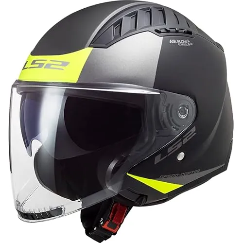 LS2 Jet-Motorradhelm COPTER II URBANE Matt Black H-V Yellow, M - Urban- und Straßen-Jethelm für Erwachsene mit ECE 22.06-Zulassung, gefertigt aus robustem HPTT-Material für optimalen Schutz und Komfort.