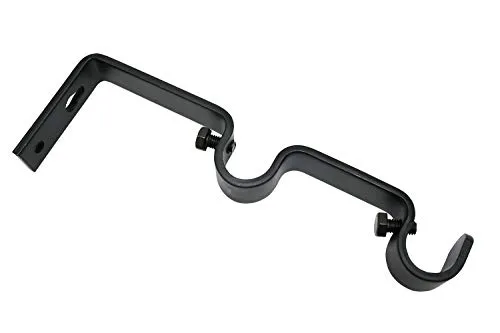 Gardinia Doppelträger für Ø 16 mm schwarz-matt 7/7 cm, Einzelprogramm Memhis, Metall, 7 cm, 2 11523