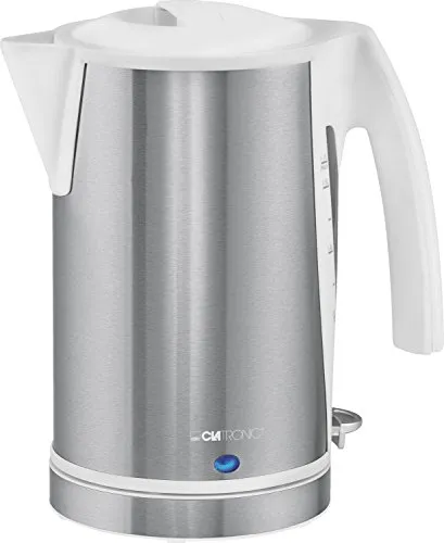 Clatronic WKS 3288 Wasserkocher, max. 2200W - Wasserkocher mit 1,7 Liter Füllmenge und Edelstahl-Thermogehäuse, 360° drehbare Steckverbindung für komfortables Befüllen und Servieren.